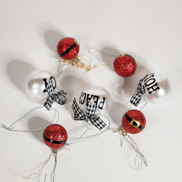 SANTA BELTS PEACE JOY AND HOLLY CHRISTMAS ORNAMENTS - Picture 9 of 9